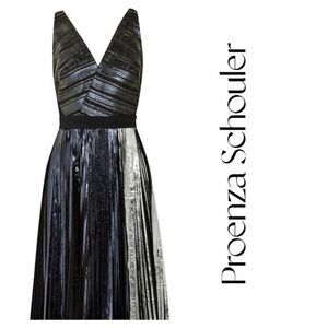 PROENZA SCHOULER Foil Print Clique Mini Dress in Midnight Black Sz 4 NWT